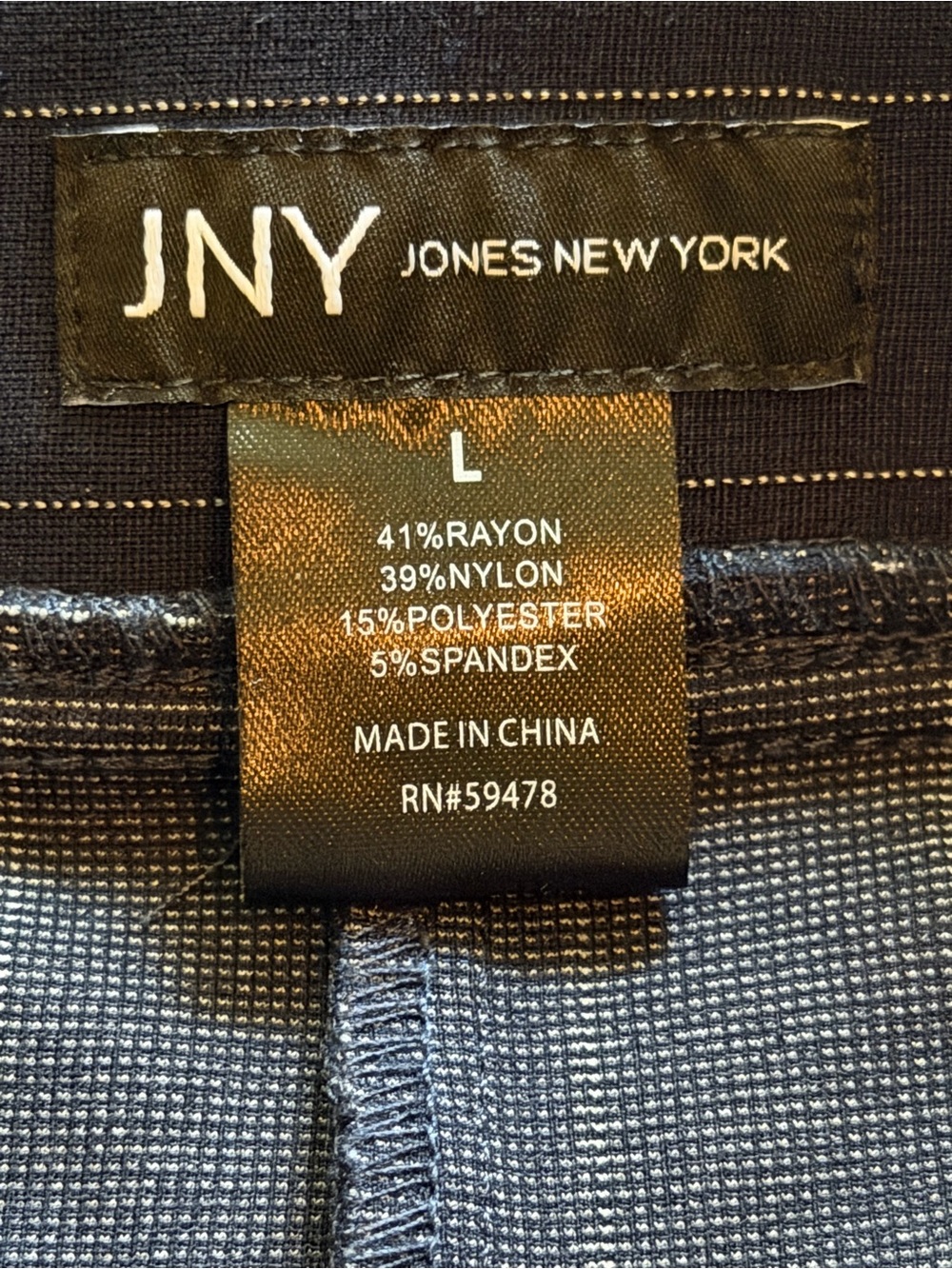 Jones New York Navy Pinstripe Wide Leg Trousers - Picture 7 of 7